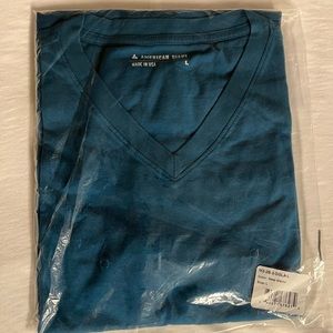 NWT American Giant classic V Neck Tee shirt “Deep Glacier” Blue